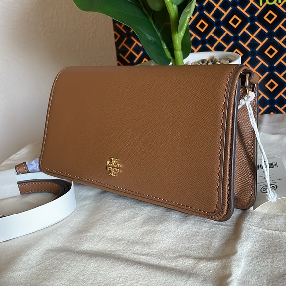 New, authentic tory burch Emerson mini crossbody bag brown - Picture 1 of 12